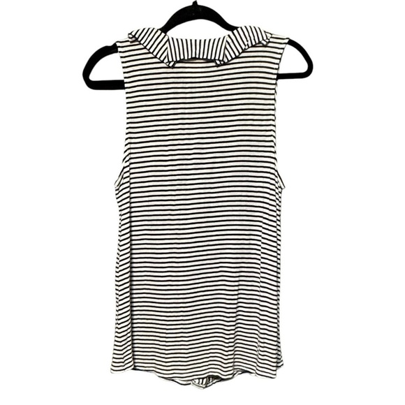 DOLAN LC | ANTHROPOLOGIE Flax Blend Stripe Ruffled Neckline Button Down Blouse - Picture 8 of 10